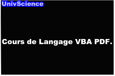 Cours de Langage VBA PDF.