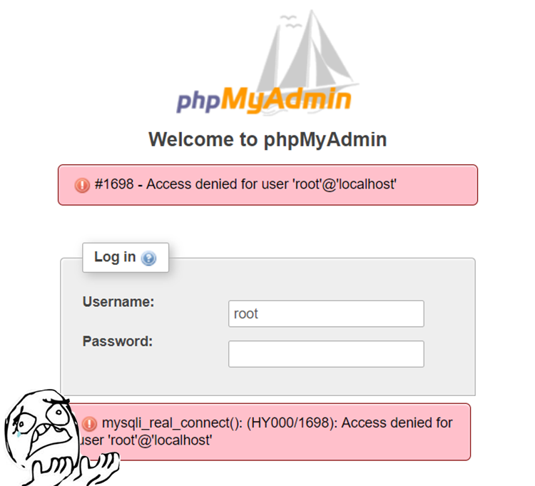 Cannot log in. PHPMYADMIN root password. Ubuntu access denied for user 'root'@'localhost'. Password for user root. Mysqli::real_connect(): (hy000/1045): access denied for user 'root'@'localhost' (using password: no).