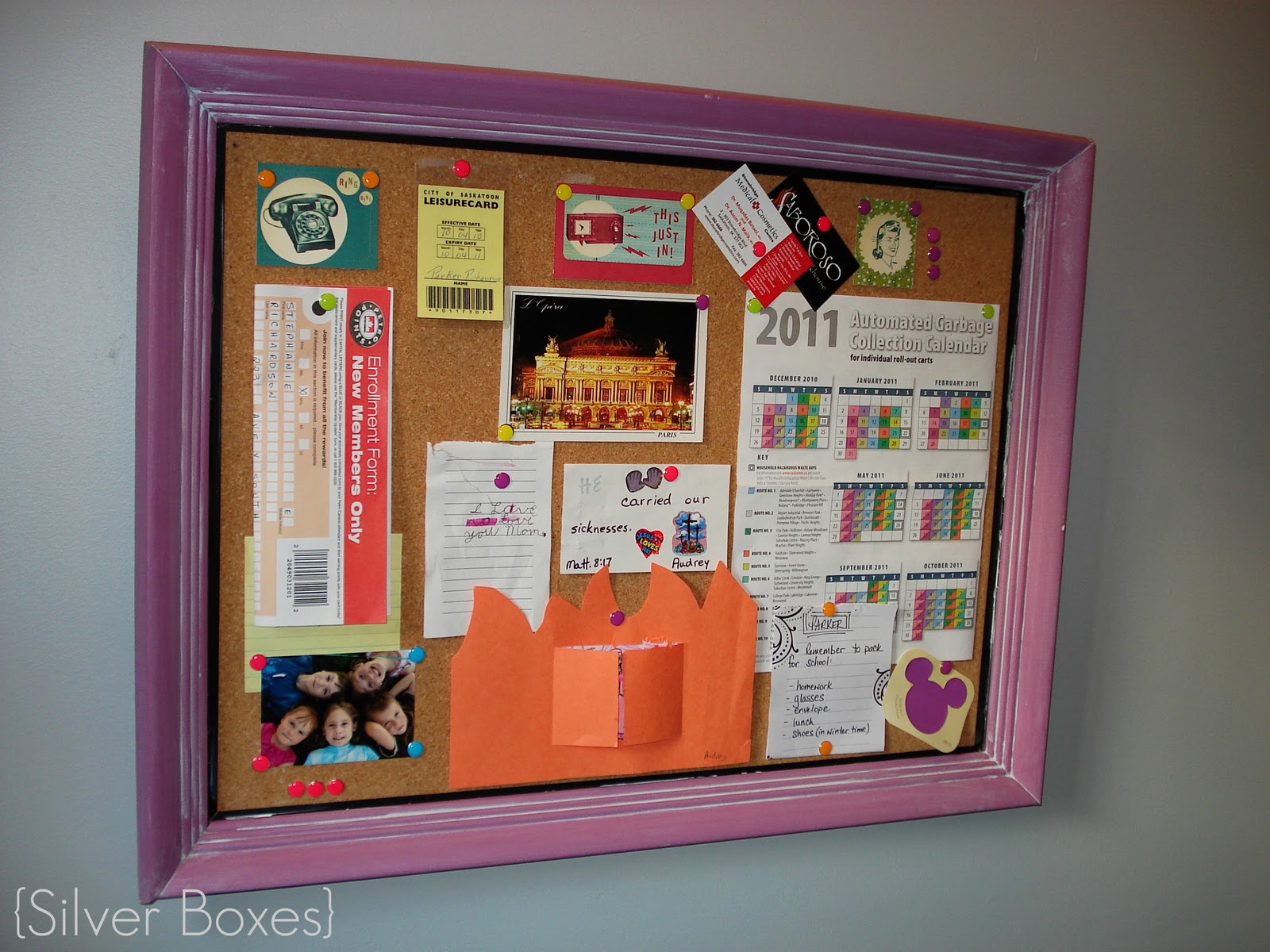 Silver Boxes Bulletin Board Makeover