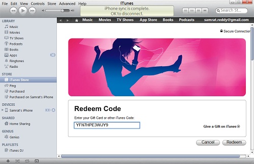 To redeem Free iTunes Redeem Codes in iTunes on your computer 01