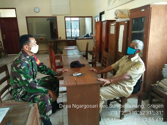 Babinsa Ngargosari : Virus Corona Covid-19 Berbahaya, Tetap Waspada