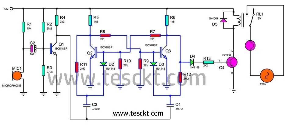 clap switch using transistor clap switch using transistor
