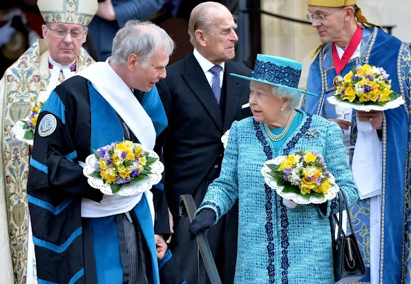 Queen Elizabeth II and Prince Philip, Duke Of Edinburgh attend the traditional Royal Maundy Service at Windsor Castle