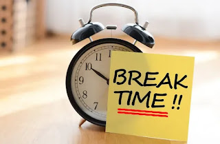 Break Time Break Time written beside a clock