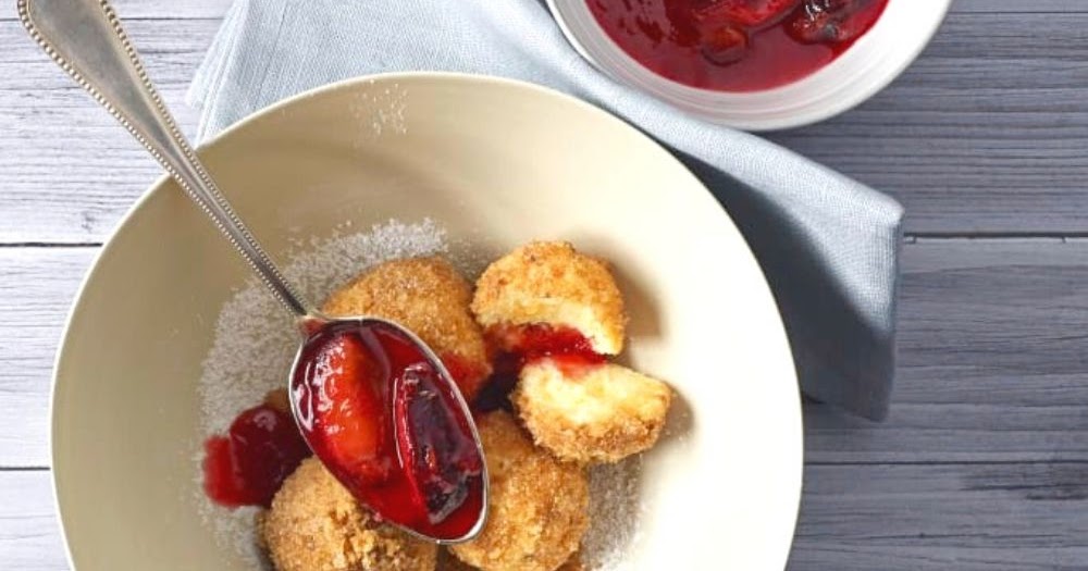 New !! Quarkknödel Low Carb mit Erdbeeren und Mohn