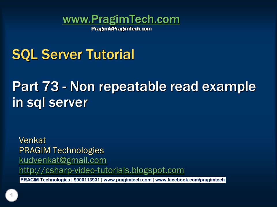 Sql server, .net and c# video tutorial: Non repeatable read example in ...