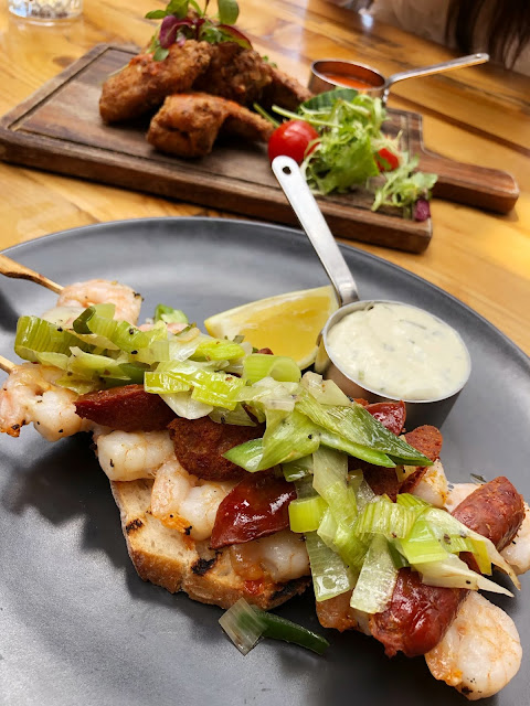 the customs shed cardiff chorizo and prawn skewers
