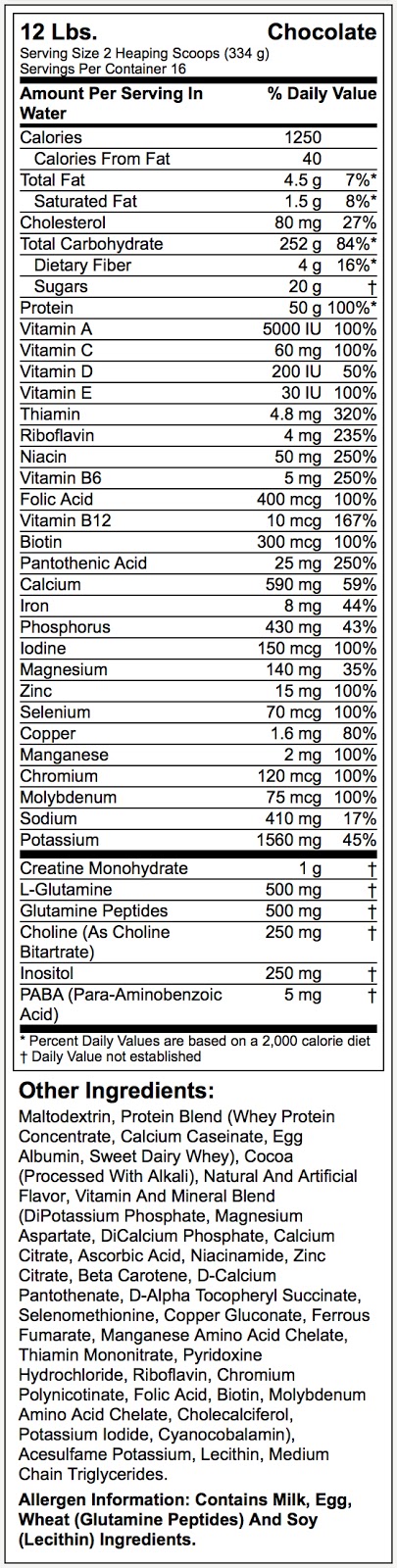 (Optimum Nutrition) Serious Mass, Chocolate lb