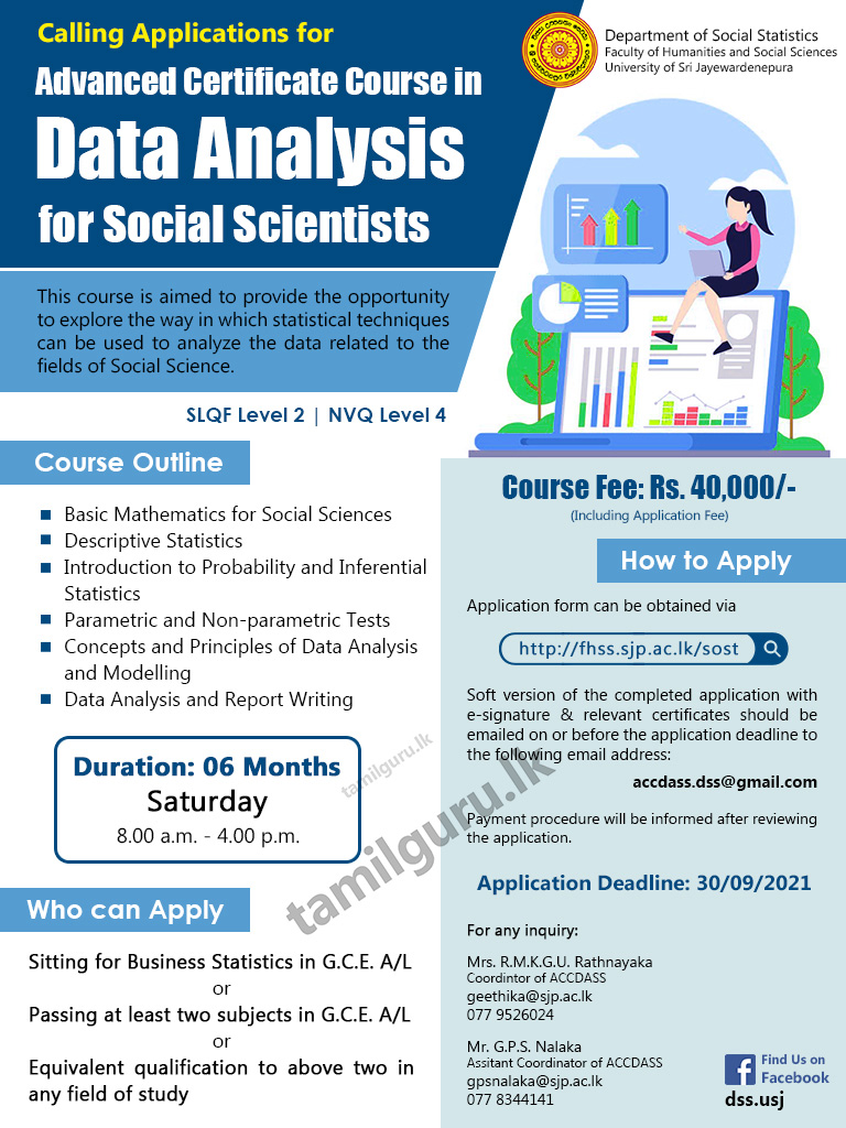 Advanced Certificate in Data Analysis for Social Scientists 2021 - University of Sri Jayewardenepura