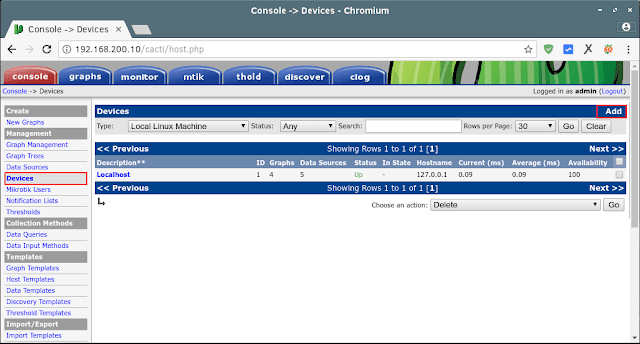 Tutorial Monitoring Mikrotik Dengan Cacti Menambahkan router mikrotik device pada cacti