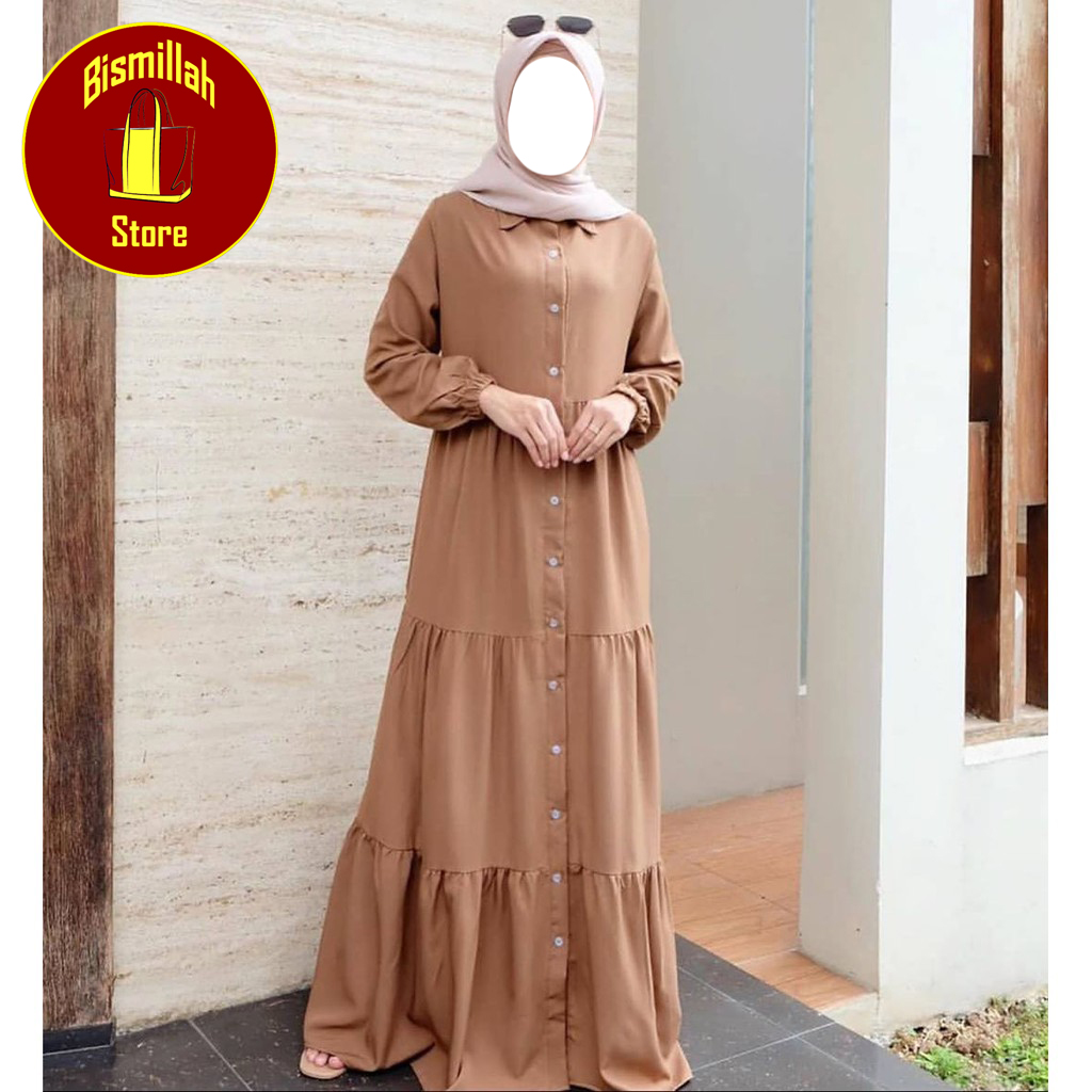 Maxi Dress Cantik Bahan Moscrepe I QB92 I JENIS KAIN