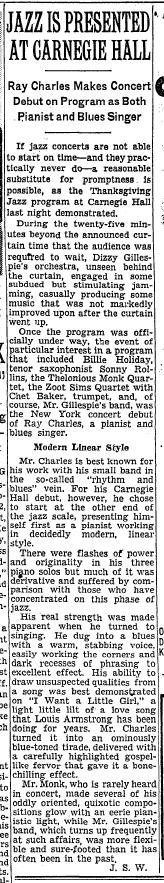 A Modest Proposal Essay Topics This Post Is Largely Based On An Excellent Little Essay By Lewis Potter Thelonious Monk And John Coltrane Evidence In Jazztimes From October Good English Essays Examples also Health Is Wealth Essay Ray Charles Video Museum Ray Charles At Carnegie Hall On Voice Of Compare And Contrast Essay Examples For High School