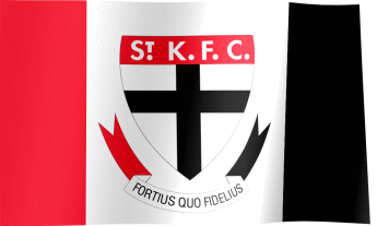 The waving flag of the St Kilda Football Club with the logo (Animated GIF)