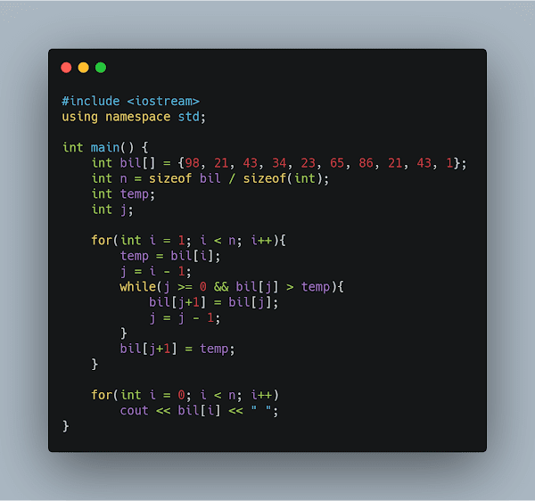 Penjelasan lengkap insertion sort C++ Zona Pemrograman