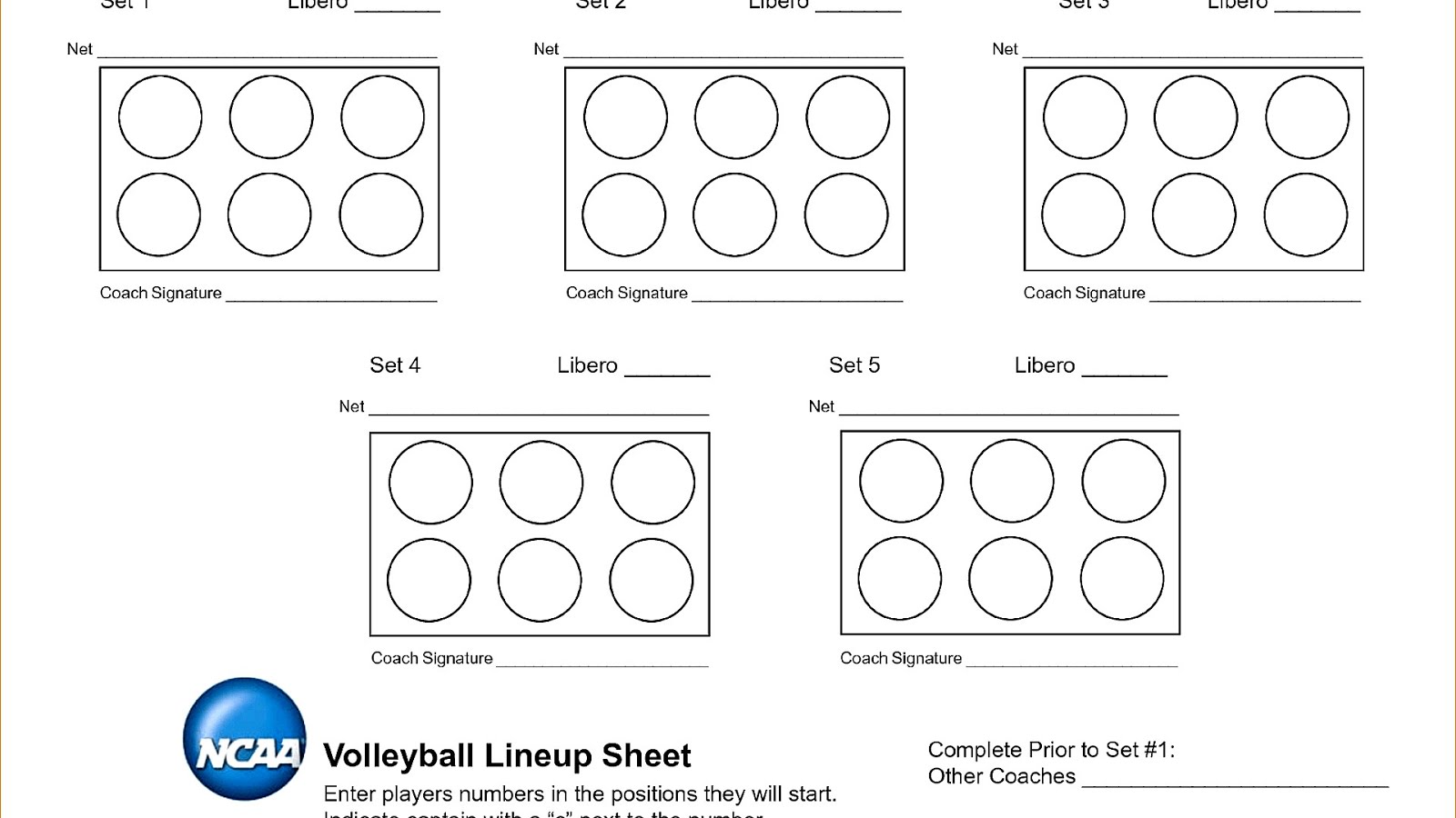 volleyball lineup sheet printable