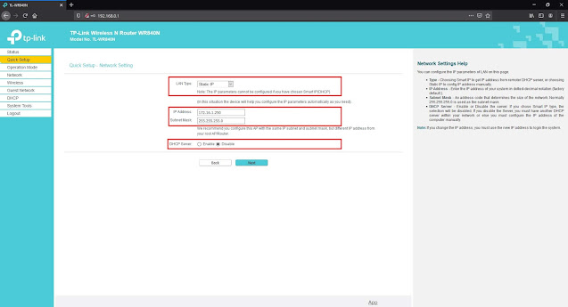 Pengaturan jaringan IP LAN TP-LINK TL-WR840N
