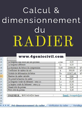 Calcul et dimensionnement du radier sur excel