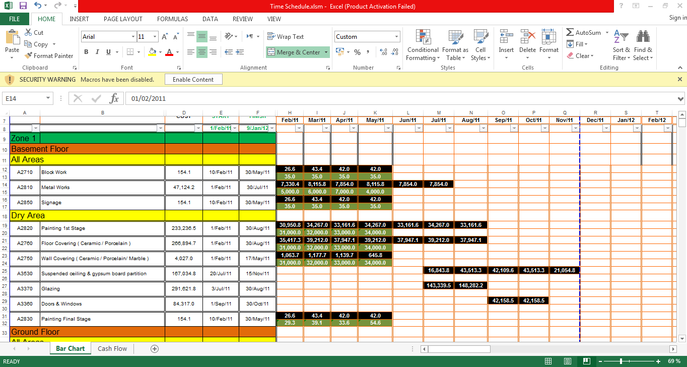 الجدول الزمني للمشروع باستخدام Excel