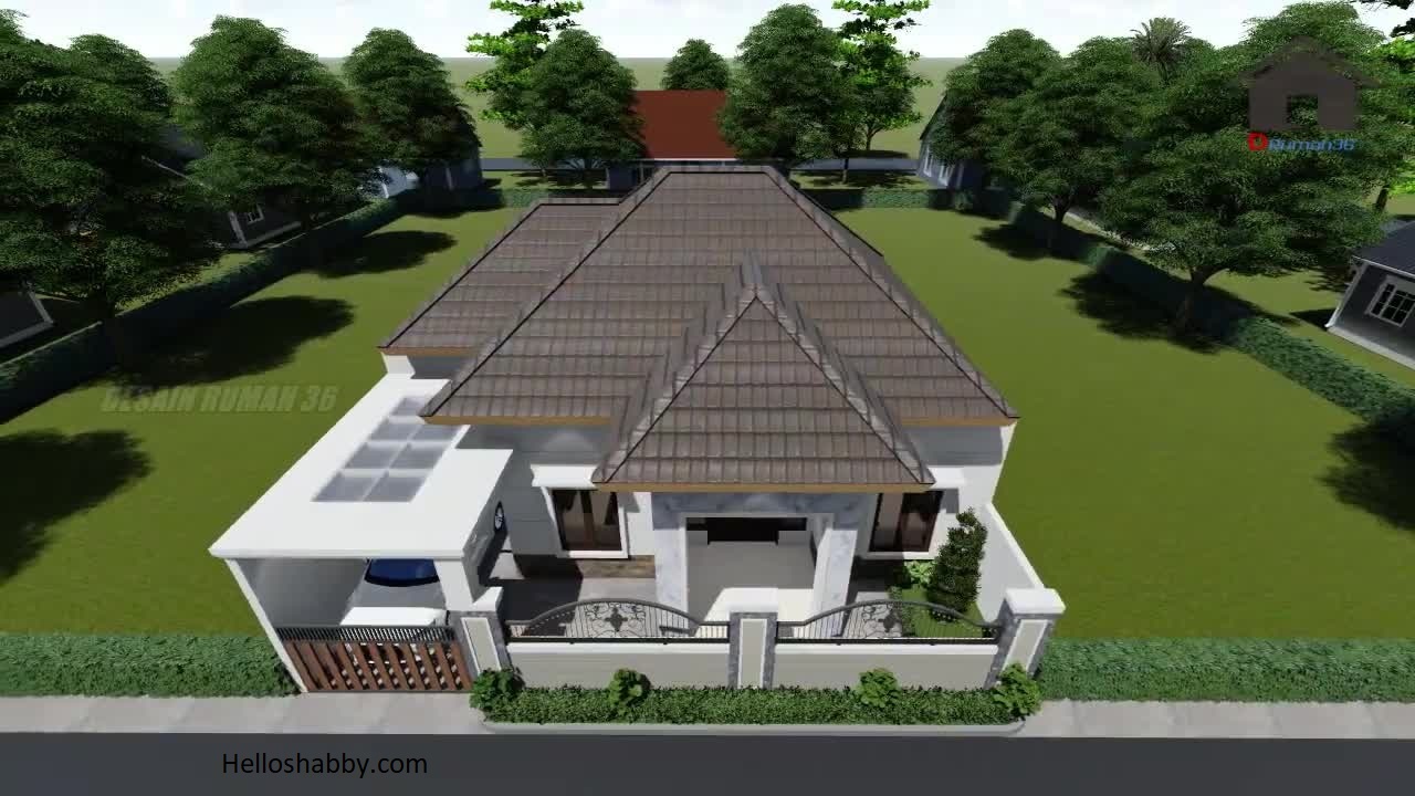 Desain Rumah Modern 12 x 12 M dengan 4 Kamar Tidur dan Musola. Aman dan