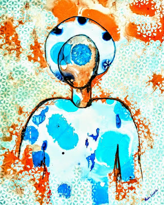 Abstract Art | Blue Woman Silhouette  By  Miabo Enyadike