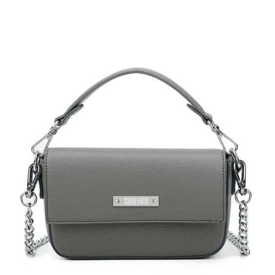 white bolsa with silver hardware