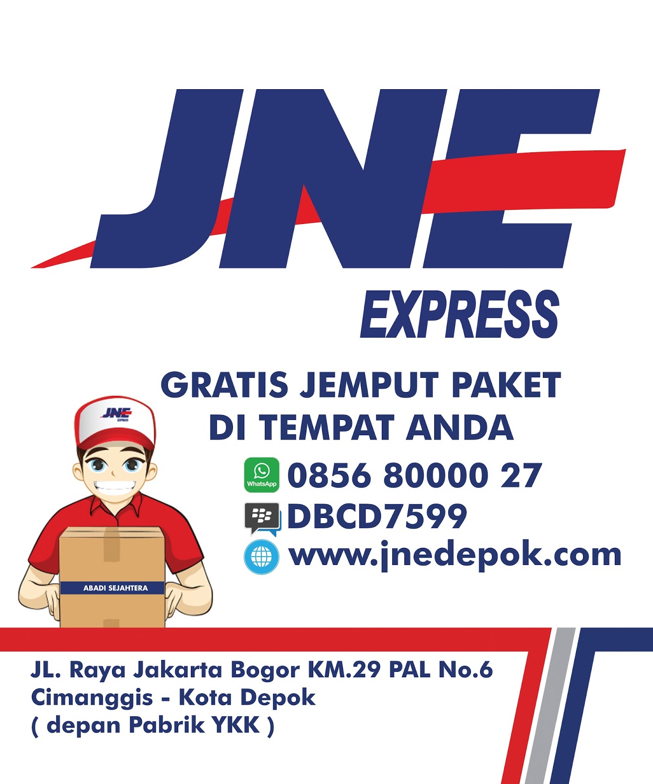 LAYANAN FREE PICK UP SERVICE JNE DEPOK JNE CINERE JNE DEPOK SIAP