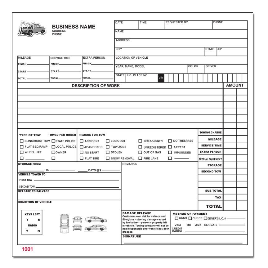 Tow Truck Invoice Invoice Template