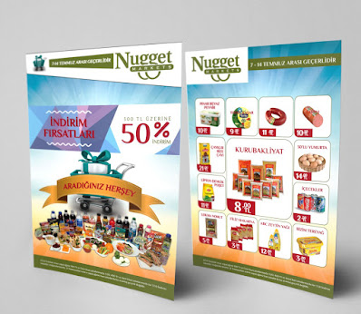 Market ürünleri, indirim kampanya el ilanı broşür örnekleri
