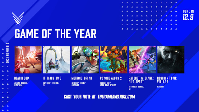 the game awards 2021 nominees revealed deathloop it takes two metroid dread psychonauts 2 ratchet & clank rift apart resident evil village