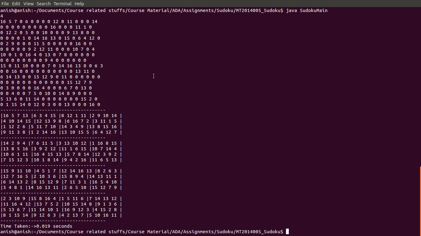 Sudoku using dancing link Java implementation