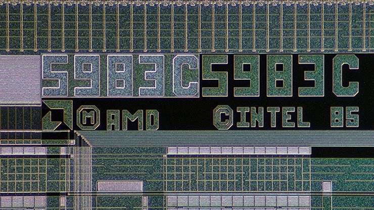 Логотипы Intel и AMD на одном процессоре Фирма AMD