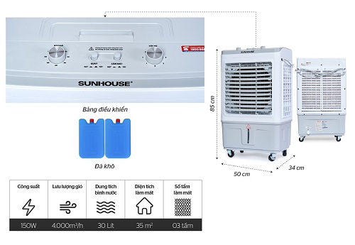 Máy làm mát không khí SUNHOUSE SHD7734, Tặng sinh tố SHD5112