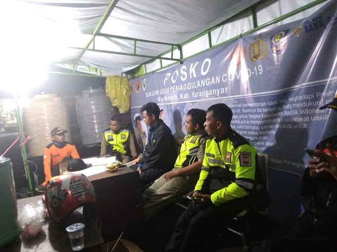 Senkom Mitra Polri Mengikuti Piket Relawan se-Kecamatan Matesih untuk Pencegahan Covid 19 di Terminal Matesih