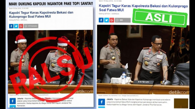 Bareskrim Buru Pengedit Foto Kapolri dan Wakapolri Pakai Topi Santa Bareskrim Buru Pengedit Foto Kapolri dan Wakapolri Pakai Topi Santa