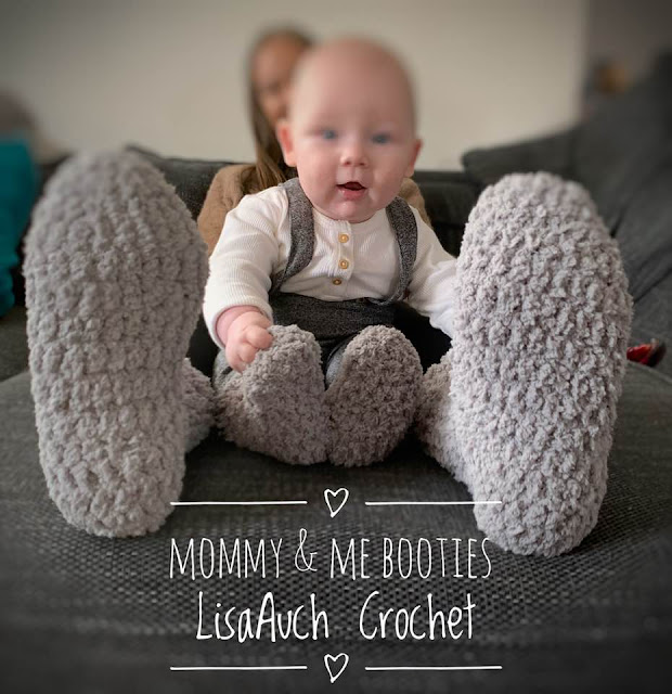 Easy crochet baby booties and adult cosy booties