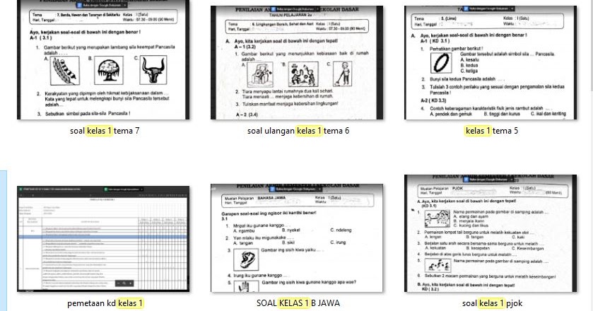 Kumpulan Soal Ulangan K-13 Kelas 1 Semester 2 - SekolahDasar.Net