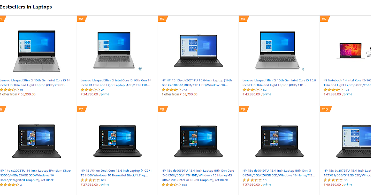 Best Selling Laptops online on Amazon India ( Aug 2020 )