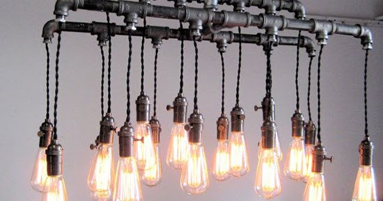 9 Desain lampu gantung unik dari pipa besi bekas 1000 