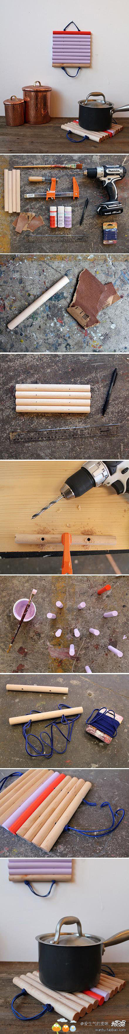 حاملة او واقية للطنجرة من عصي خشبية