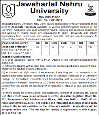 JNU Recruitment 2019