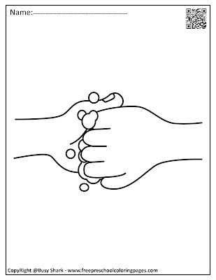 hand washing free preschool coloring pages, free printables germs activity for kids , health habits wash your hands steps for kids.jpg pages and book pdf download