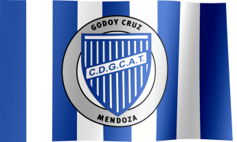 The waving flag of Godoy Cruz Antonio Tomba with the logo (Animated GIF)