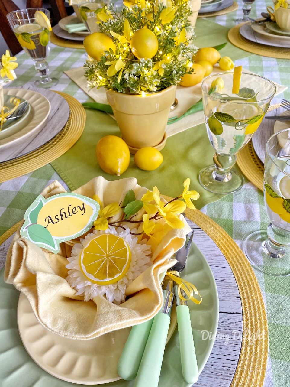 Dining Delight Mother's Day Lemon Themed Tablescape
