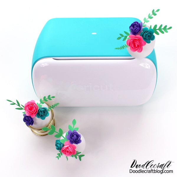 Cricut Joy Rolled Paper Flowers on Easter Eggs