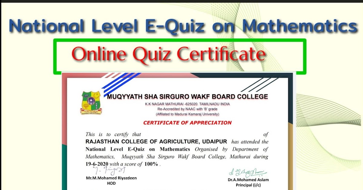 National Level Online Quiz On National Mathematics Day | Get ...