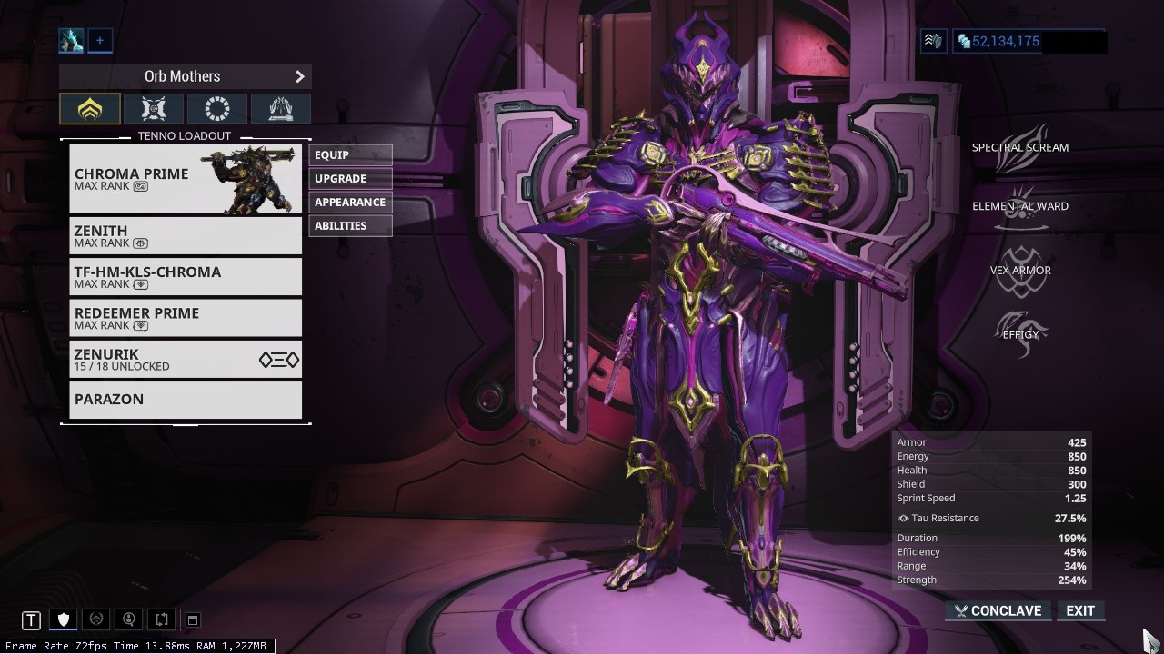 Ackbar's Tenno Report: Loadouts: Profit-Taker Orb Chroma (U27.4.4) [OLD]