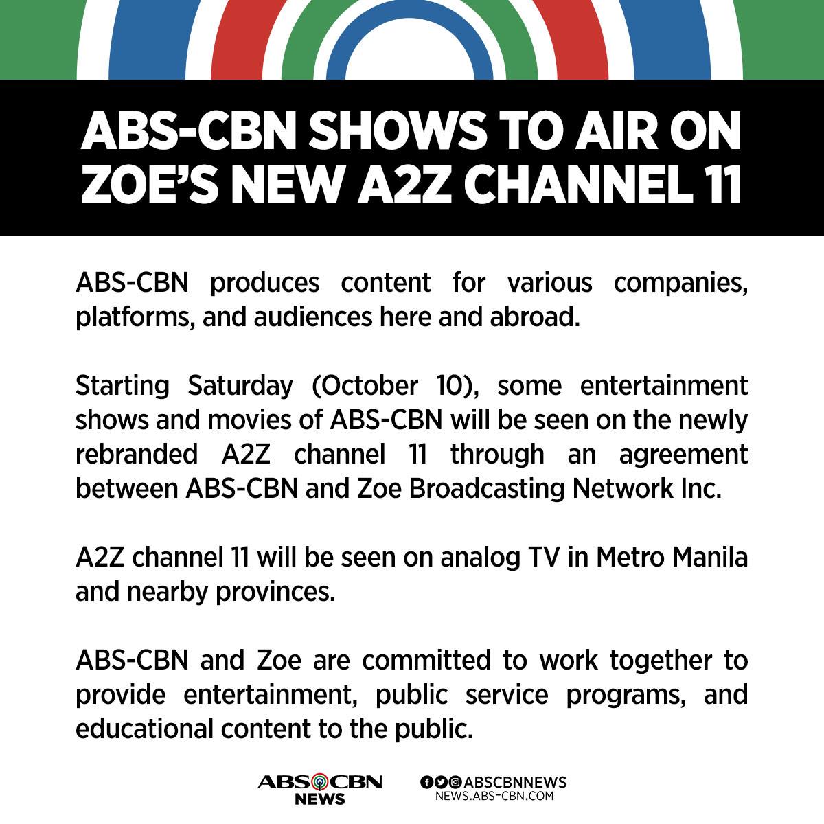 A2Z Channel 11 is new home of ABSCBN Wazzup Pilipinas News and Events