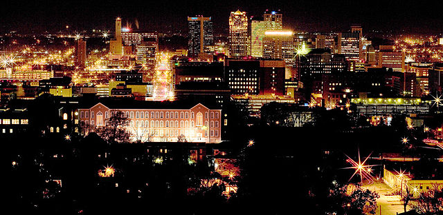 Night skyline of Birmingham, Alabama.