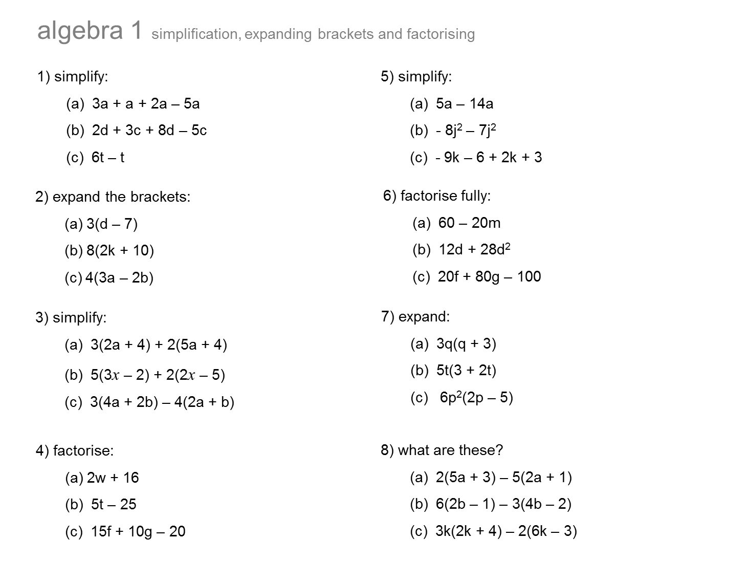 algebra questions and answers