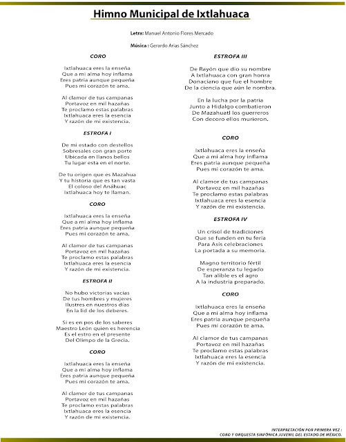 Himno Municipal de Ixtlahuaca Himno Municipal de Ixtlahuaca